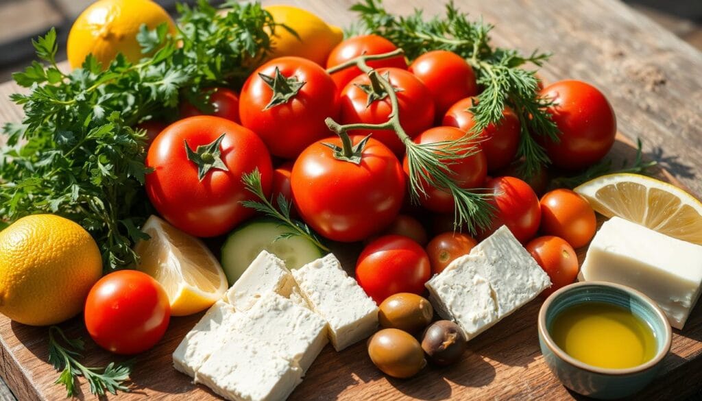 fresh ingredients in Greek cooking